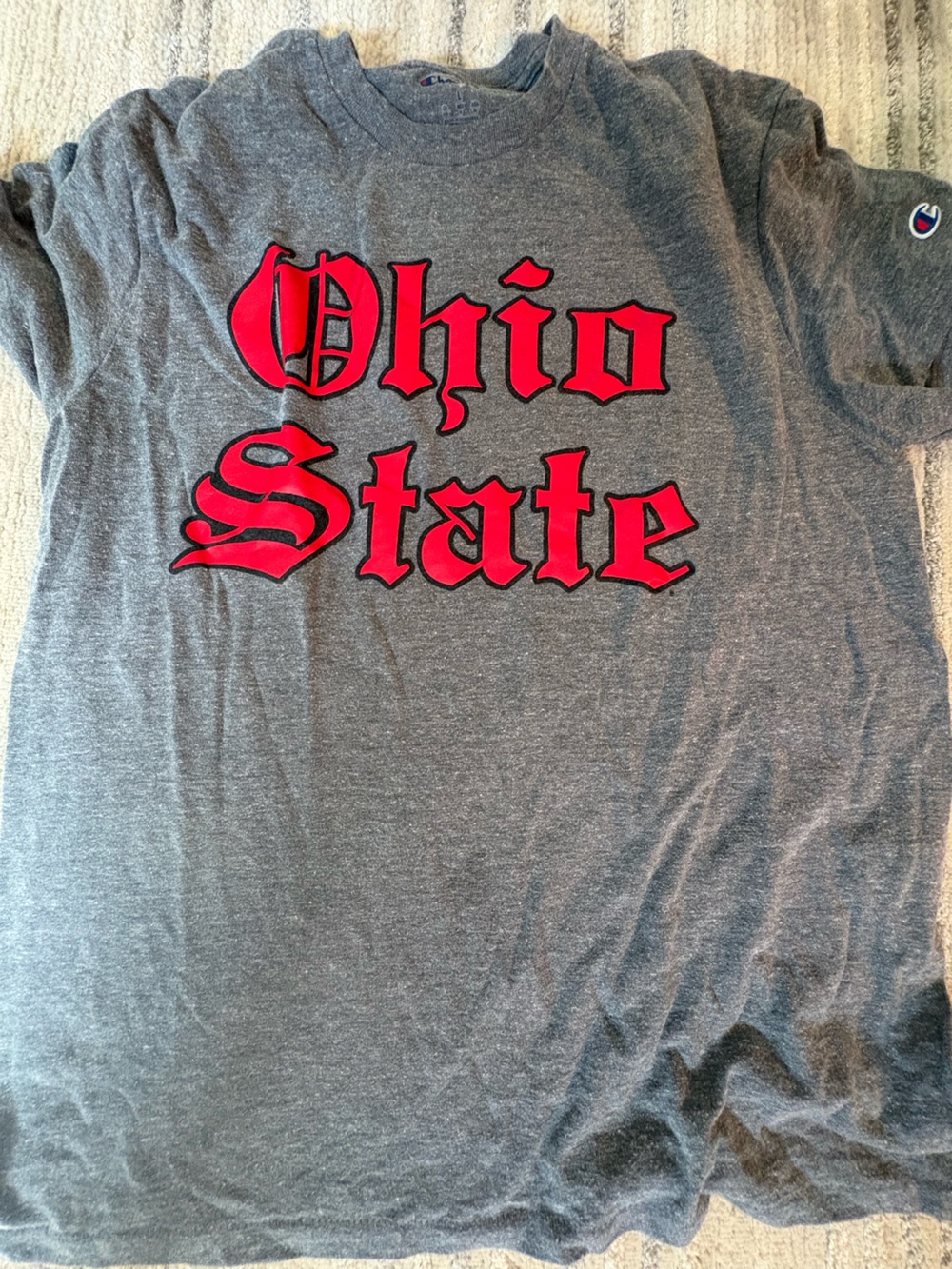 Champion Gray Tee with Blue and Red Logo
